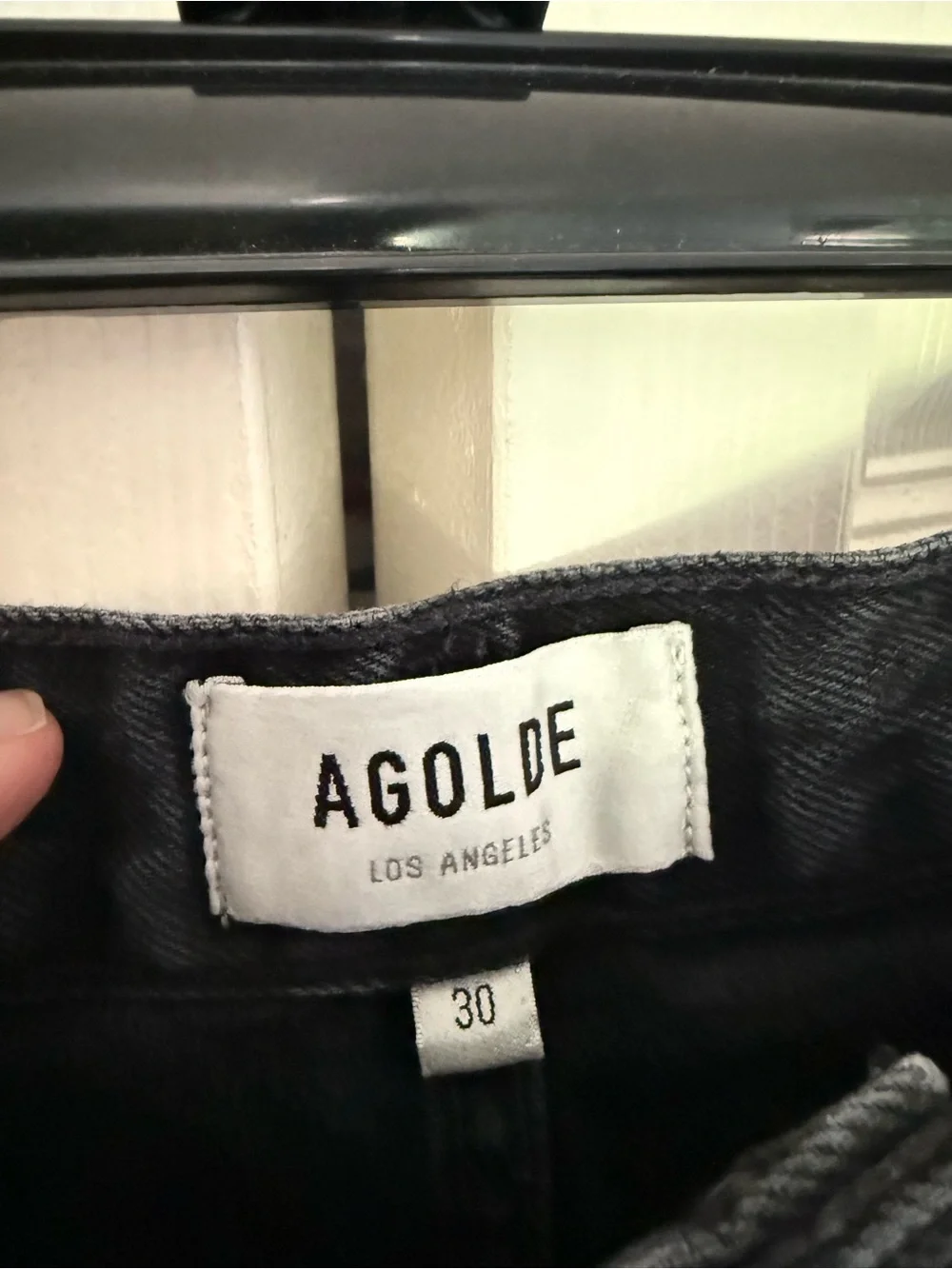 AGOLDE Los Angeles Parker Long with Cuff in Lucid Black Denim Shorts Size 30